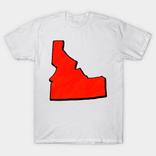 Bright Red Idaho Outline T-Shirt